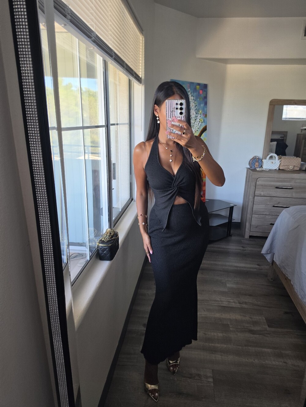 Chic Black Halter Cutout Maxi Dress - Picture 8 of 16